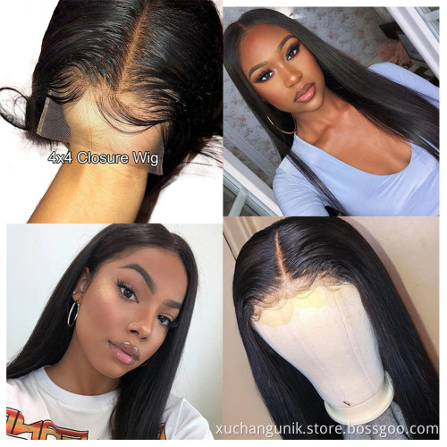 Uniky Cheap Wholesale 100% Natural Indian Long Straight, HD Transparent Lace Front Virgin Human Hair Wig